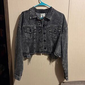Edgy Black Cropped Denim Jacket